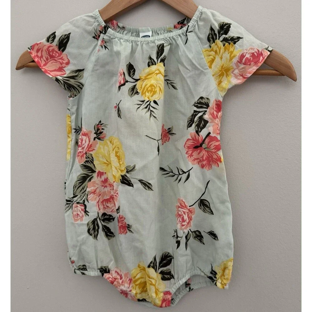 Old Navy 18/24 Summer Bubble Romper Light Green/Floral Print